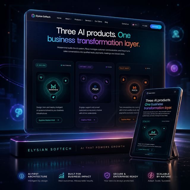 Elysian Softech – אתר תדמית ומוצר מתקדם לחברת AI גלובלית