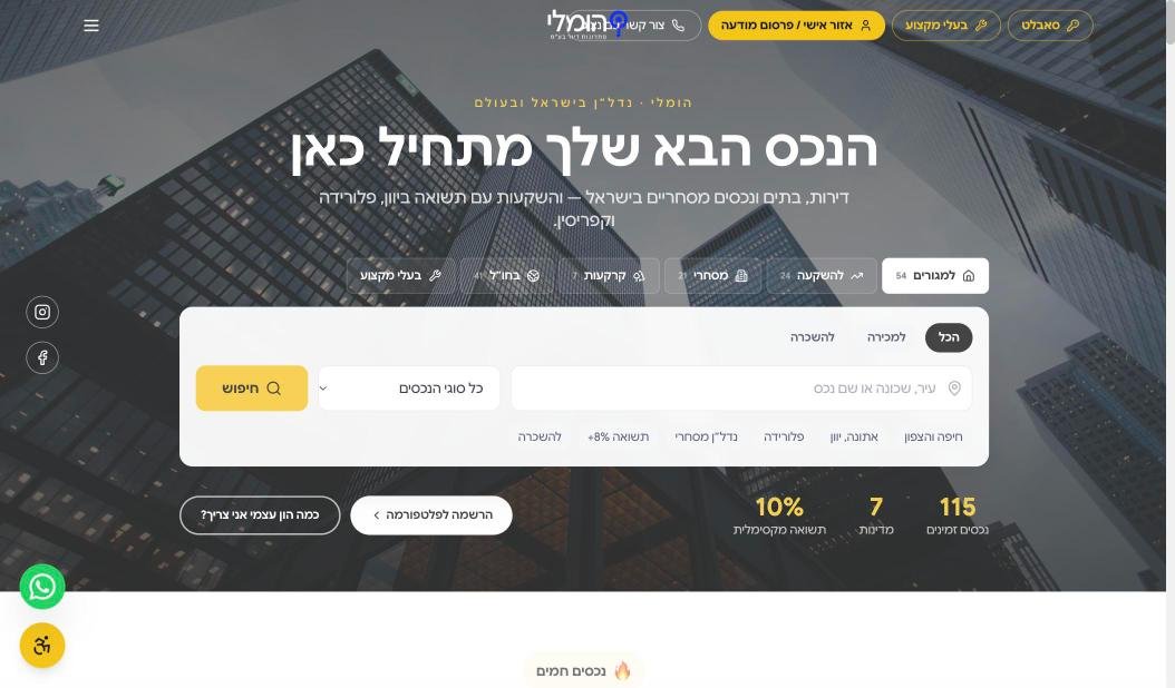 צילום מסך של האתר של הומלי במחשב