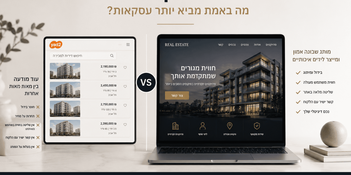 אתר נדל״ן מול יד2 – מה באמת מביא יותר עסקאות ולידים איכותיים