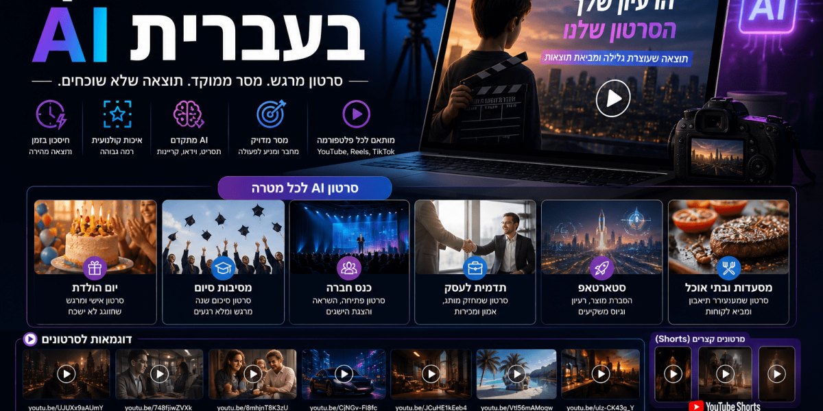 יצירת סרטון AI בעברית – מדריך מלא כולל רעיונות לאירועים, עסקים ופרסום